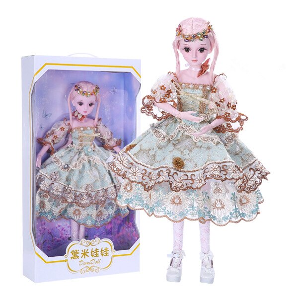 Demi Doll 19 Joints Doll 60cm Girl Toy Simulation Wedding Dress Princess Doll Set Gift Play House Interaction Toy Birthday Gift (Felice)