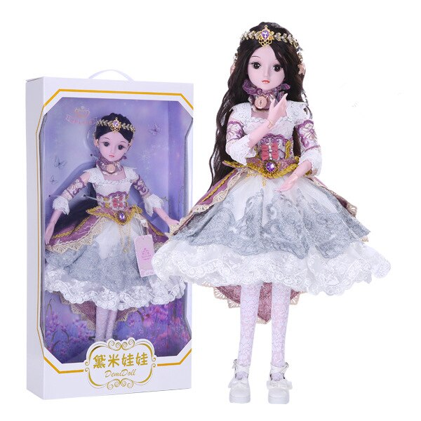 Demi Doll 19 Joints Doll 60cm Girl Toy Simulation Wedding Dress Princess Doll Set Gift Play House Interaction Toy Birthday Gift (Blanche)