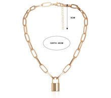Rock Lock Necklace Women Gold Color Chain Punk Gothic Choker Necklace Collar Statement Pendant Necklaces for Women Jewelry Gift