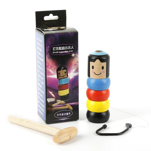 Immovable Tumbler Magic Stubborn Wood Man Toy Funny Unbreakable Toy Magic Tricks Close-up Stage Magic Toys