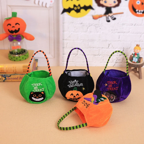 Halloween Loot Party Kids Pumpkin Trick Treat Tote Bags Children Candy Bag Halloween Candy Storage Bucket Portable Gift Basket