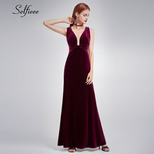 Moda vestido De terciopelo profundo cuello en V espagueti correas lado partido Maxi Vestido Mujer Sexy fiesta noche Club Vestidos De fiesta 2019