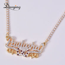 DUOYING Zircon Custom Necklace Double Gold plated Nameplate 3D Necklace Personalized Necklaces Choker Women Name Necklace