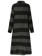 S-5XL Striped Shirt Dress