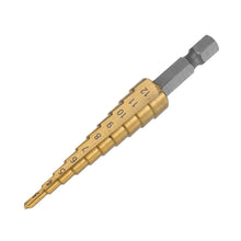 Drillpro 3Pcs 1/4 Inch Hex Shank HSS Titanium Coated Step Drill Bit Set 3-12/4-12/4-20mm