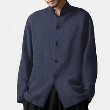 INCERUN Mens Vintage Cotton Stand Collar Long Sleeve Shirts
