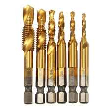 Drillpro 6pcs M3-M10 Combination Drill Tap Bit Set HSS 6542 Titanium Coated Deburr Countersink Bits