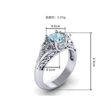 Antique Style 925 Sterling Silver Round Aquamarine Floral Engagement Promise Solitaire Ring