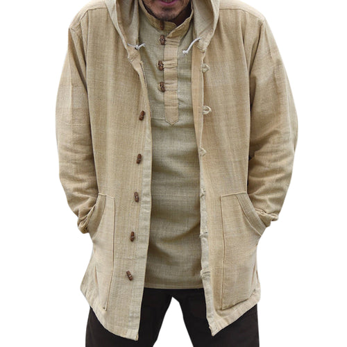 Mens Vintage Chinese Style Cotton Hooded Plus Size Coats