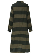 S-5XL Striped Shirt Dress