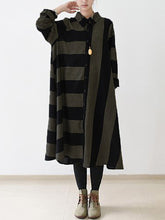 S-5XL Striped Shirt Dress