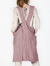 Japanese Style Vintage Women Stripe Cross Back Aprons Dress