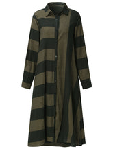S-5XL Striped Shirt Dress