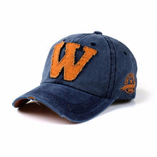 Letter W Embroidery Denim Washed Baseball Cap