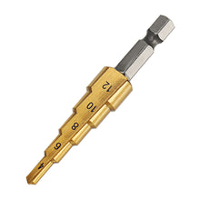 Drillpro 3Pcs 1/4 Inch Hex Shank HSS Titanium Coated Step Drill Bit Set 3-12/4-12/4-20mm