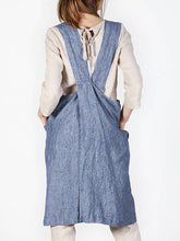 Japanese Style Vintage Women Stripe Cross Back Aprons Dress