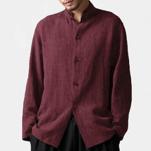 INCERUN Mens Vintage Cotton Stand Collar Long Sleeve Shirts