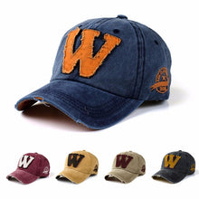 Letter W Embroidery Denim Washed Baseball Cap