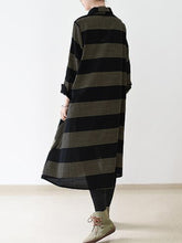 S-5XL Striped Shirt Dress
