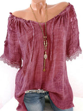 Women Lace Crochet Short Sleeve Shirts