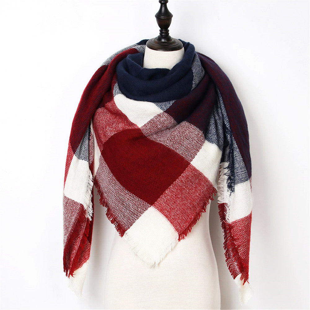 New Fashion Winter Scarf Women Triangle Warm Plaid Scarf Luxury Brand Ladies Cashmere Scarves and Shawls Gift