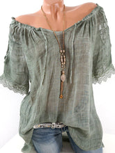 Women Lace Crochet Short Sleeve Shirts