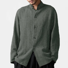 INCERUN Mens Vintage Cotton Stand Collar Long Sleeve Shirts
