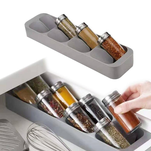 Kitchen Spice Storage Rack 8 Holes Sauce Spice Bottle Holder Rack Cabinet Drawer Organizer for Spice