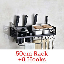 Wall-Mount Spice Racks Aluminum Kitchen Organizer Storage Shelves Utensil Spoon Hanger Hook Kitchen Gadgets Accessories Supplies