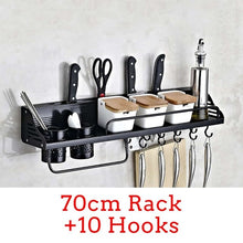 Wall-Mount Spice Racks Aluminum Kitchen Organizer Storage Shelves Utensil Spoon Hanger Hook Kitchen Gadgets Accessories Supplies