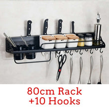 Wall-Mount Spice Racks Aluminum Kitchen Organizer Storage Shelves Utensil Spoon Hanger Hook Kitchen Gadgets Accessories Supplies