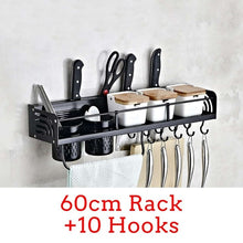 Wall-Mount Spice Racks Aluminum Kitchen Organizer Storage Shelves Utensil Spoon Hanger Hook Kitchen Gadgets Accessories Supplies