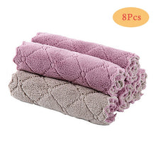 8PCS Microfiber Kitchen Towel Absorbent Dish Cloth Non-stick Oil Washing Kitchen Rag Household Tableware Cleaning Wiping Tools