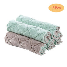 8PCS Microfiber Kitchen Towel Absorbent Dish Cloth Non-stick Oil Washing Kitchen Rag Household Tableware Cleaning Wiping Tools