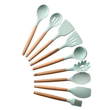 9/10/12PCS Silicone Cooking Utensils Set Non-stick Spatula Shovel Wooden Handle Cooking Tools Set With Storage Box Kitchen Tools