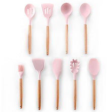 9/10/12PCS Silicone Cooking Utensils Set Non-stick Spatula Shovel Wooden Handle Cooking Tools Set With Storage Box Kitchen Tools