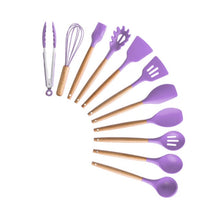 9/10/12PCS Silicone Cooking Utensils Set Non-stick Spatula Shovel Wooden Handle Cooking Tools Set With Storage Box Kitchen Tools