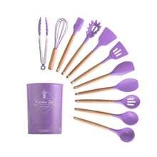 9/10/12PCS Silicone Cooking Utensils Set Non-stick Spatula Shovel Wooden Handle Cooking Tools Set With Storage Box Kitchen Tools