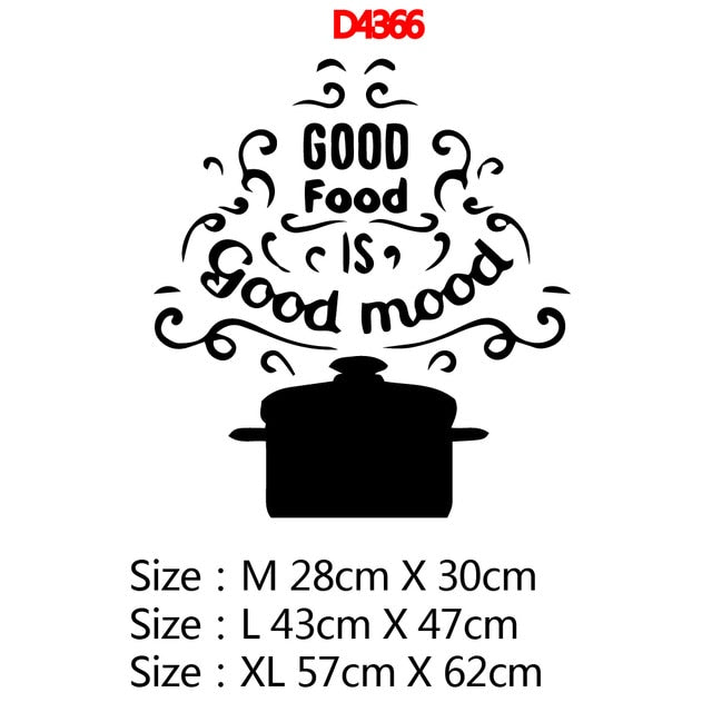 New Design Kitchen Ware Waterproof Wall Stickers For Kitchen Decoration Removable Wall Art Decal Kitchen Room Text Vinyl Mural