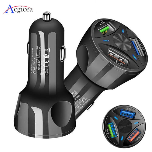 3 USB Car Charger Quick Charge 3.0 For Samsung S10 Xiaomi Car-Charger Fast Charging For iPhone 11 8 QC 3.0 Mobile Phone Chargers