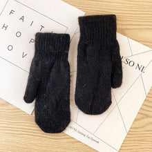 Double-layer rabbit hair gloves female winter Korean version of solid color all fingers  winter women gloves  girls mittens