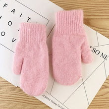 Double-layer rabbit hair gloves female winter Korean version of solid color all fingers  winter women gloves  girls mittens