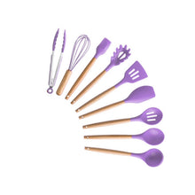 9/10/12PCS Silicone Cooking Utensils Set Non-stick Spatula Shovel Wooden Handle Cooking Tools Set With Storage Box Kitchen Tools