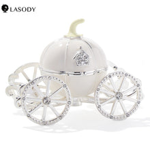 Enameled Cinderella Pumpkin Carriage  Decorative Hinged Jewelry Trinket box Jewelry Chests Gift for Girl Wedding