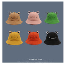 New Cute Frog Letter Bucket Hats Women Cover Fisherman Cap Hat for Adult Women Sunscreen Summer Outing Hat Present