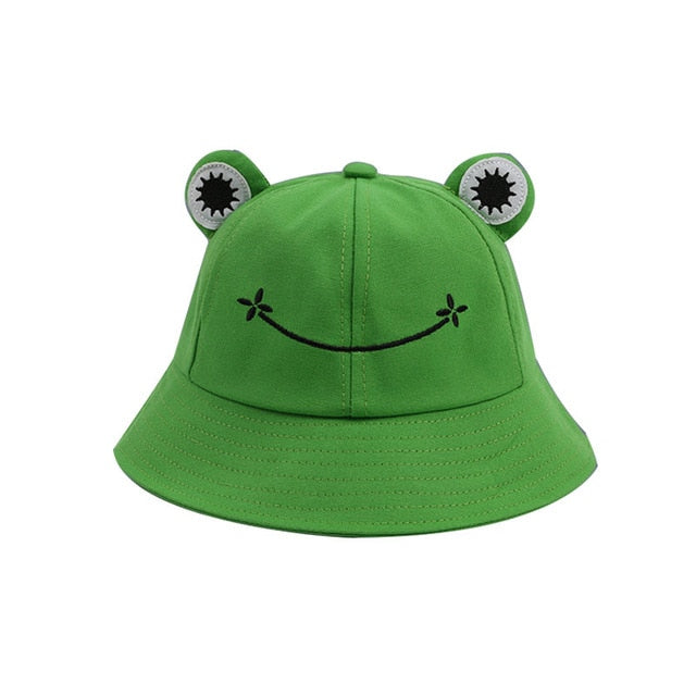 New Cute Frog Letter Bucket Hats Women Cover Fisherman Cap Hat for Adult Women Sunscreen Summer Outing Hat Present