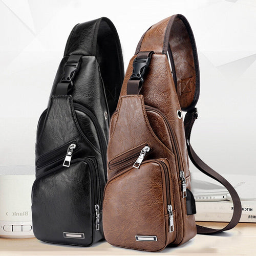 2020 Men's USB Charging Bag Men's Chest Bag for Custom PU PVC Shoulder Bag Diagonal Package Messenger Travel Bag Cross Body Bags