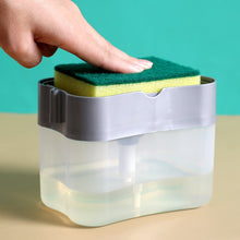 Soap Pump Dispenser with Sponge Holder Cleaning Liquid Container Manual Press Organizer Kitchen Cleaner Tool