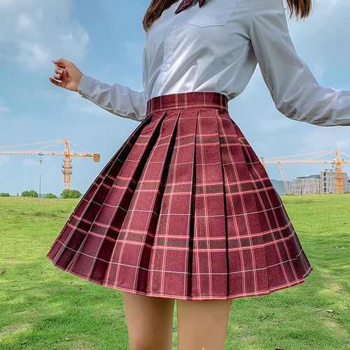 Summer Women Skirts 2020 High Waist Korean Style Pleated Skirts for Girls Cute Sweet Ladies Plaid Mini Skirt Women
