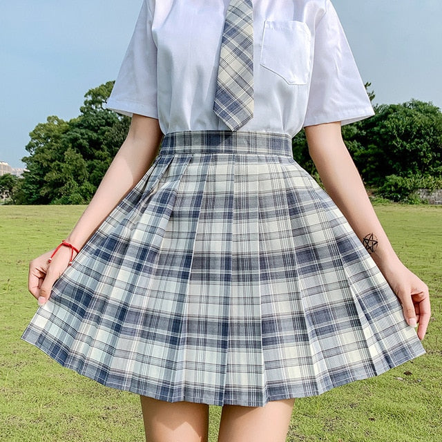 Summer Women Skirts 2020 High Waist Korean Style Pleated Skirts for Girls Cute Sweet Ladies Plaid Mini Skirt Women
